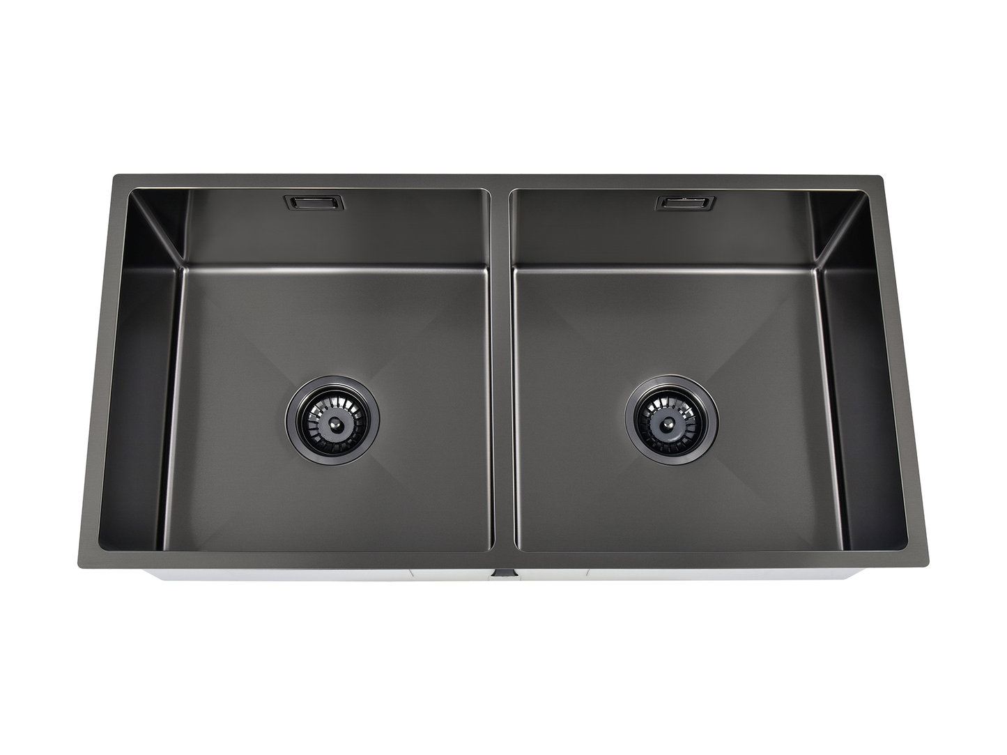 Hazel VII Double Bowl Sink with Overflow 860 x 440 x 230mm Stainless Steel Gun Metal Black