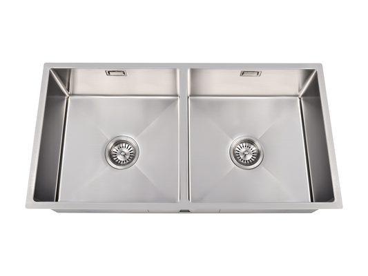 Hazel VII Double Bowl Sink with Overflow 860 x 440 x 230mm Stainless Steel