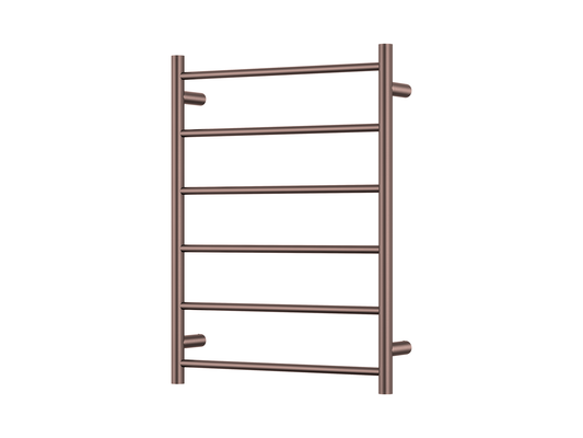 650 x 850mm 6 Bar Round Heated Towel Ladder Antique Copper