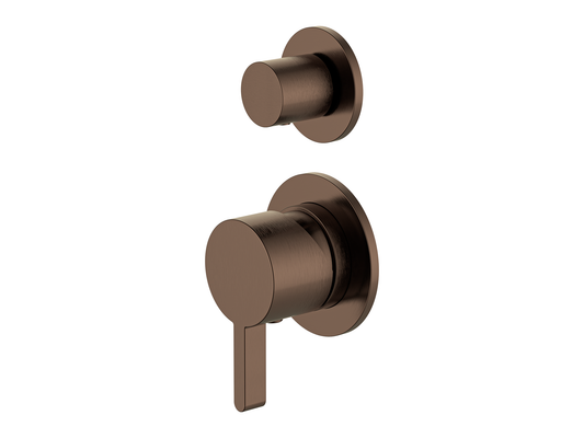 Lotus Wall Diverter Shower/Bath Mixer Separate Plates Brushed Copper