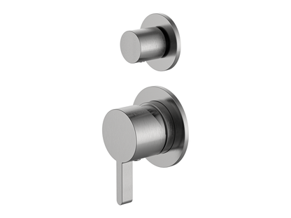 Lotus Wall Diverter Shower/Bath Mixer Separate Plates Brushed Nickel