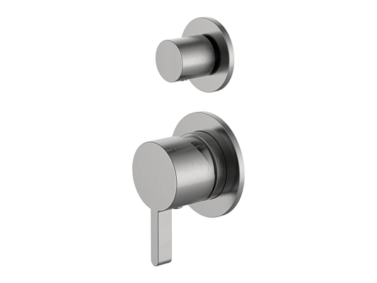 Lotus Wall Diverter Shower/Bath Mixer Separate Plates Brushed Nickel
