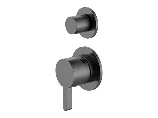 Lotus Wall Diverter Shower/Bath Mixer Separate Plates Gun Metal