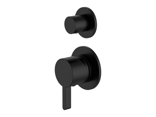 Lotus Wall Diverter Shower/Bath Mixer Separate Plates Matte Black