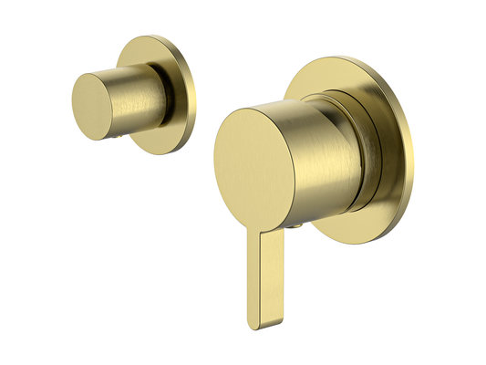 Lotus Horizontal Wall Diverter Shower/Bath Mixer Separate Plates Brushed Gold