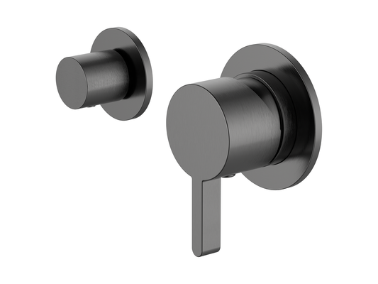 Lotus Horizontal Wall Diverter Shower/Bath Mixer Separate Plates Gun Metal