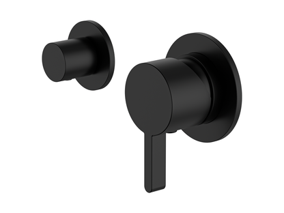 Lotus Horizontal Wall Diverter Shower/Bath Mixer Separate Plates Matte Black
