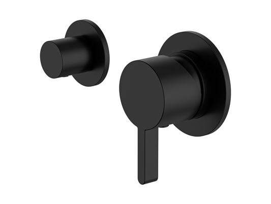 Lotus Horizontal Wall Diverter Shower/Bath Mixer Separate Plates Matte Black