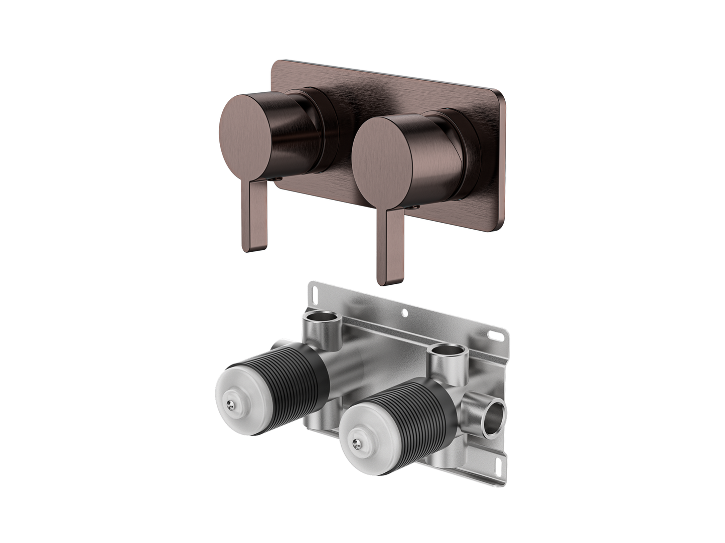 Lotus Twin Shower/Bath Mixer Square Plate