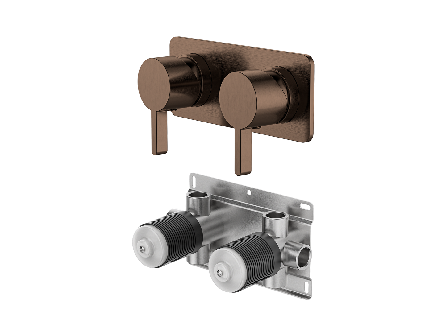 Lotus Twin Shower/Bath Mixer Square Plate