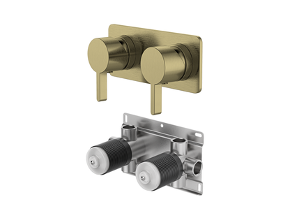 Lotus Twin Shower/Bath Mixer Square Plate