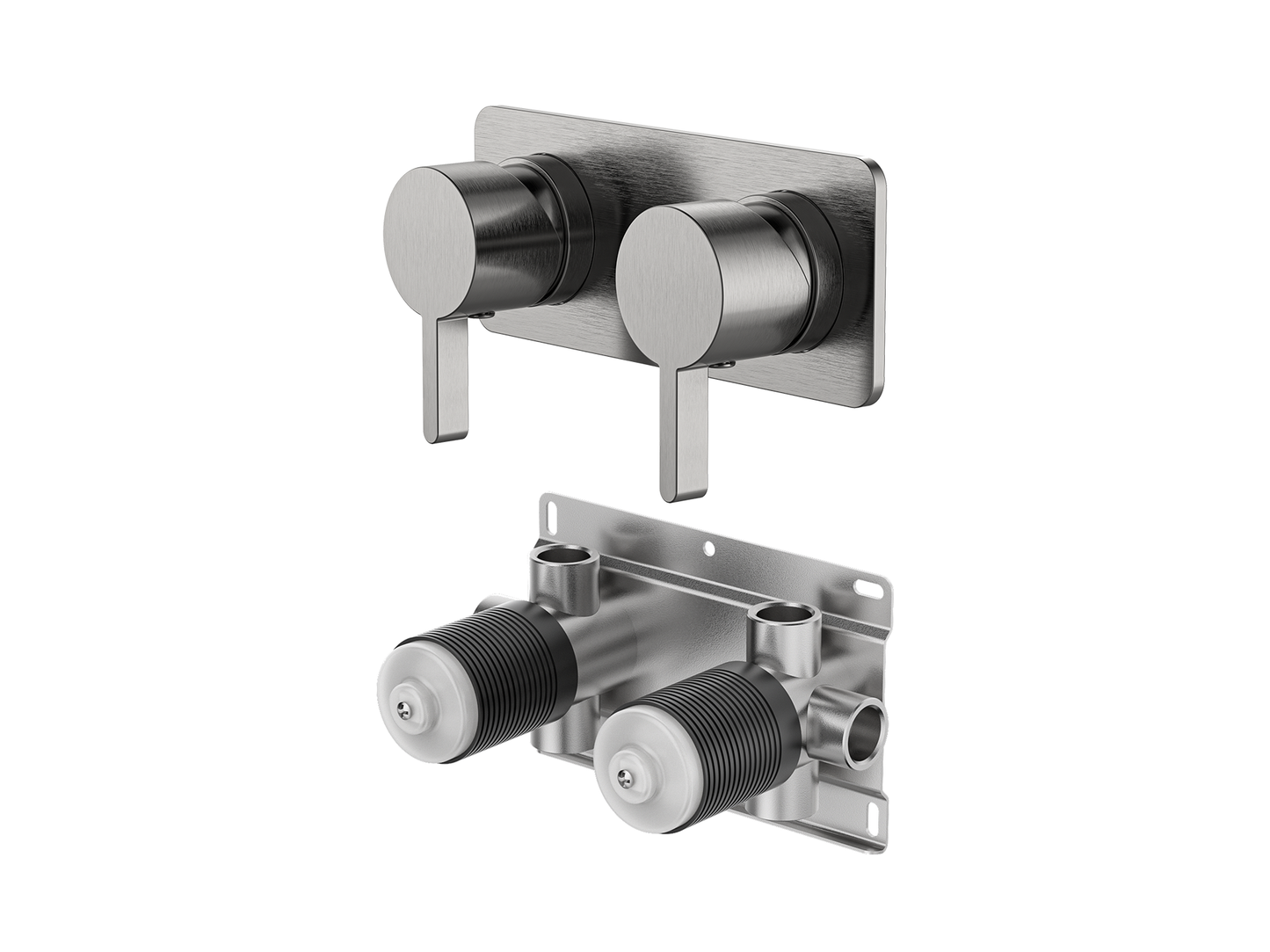 Lotus Twin Shower/Bath Mixer Square Plate