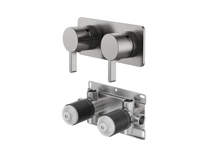Lotus Twin Shower/Bath Mixer Square Plate