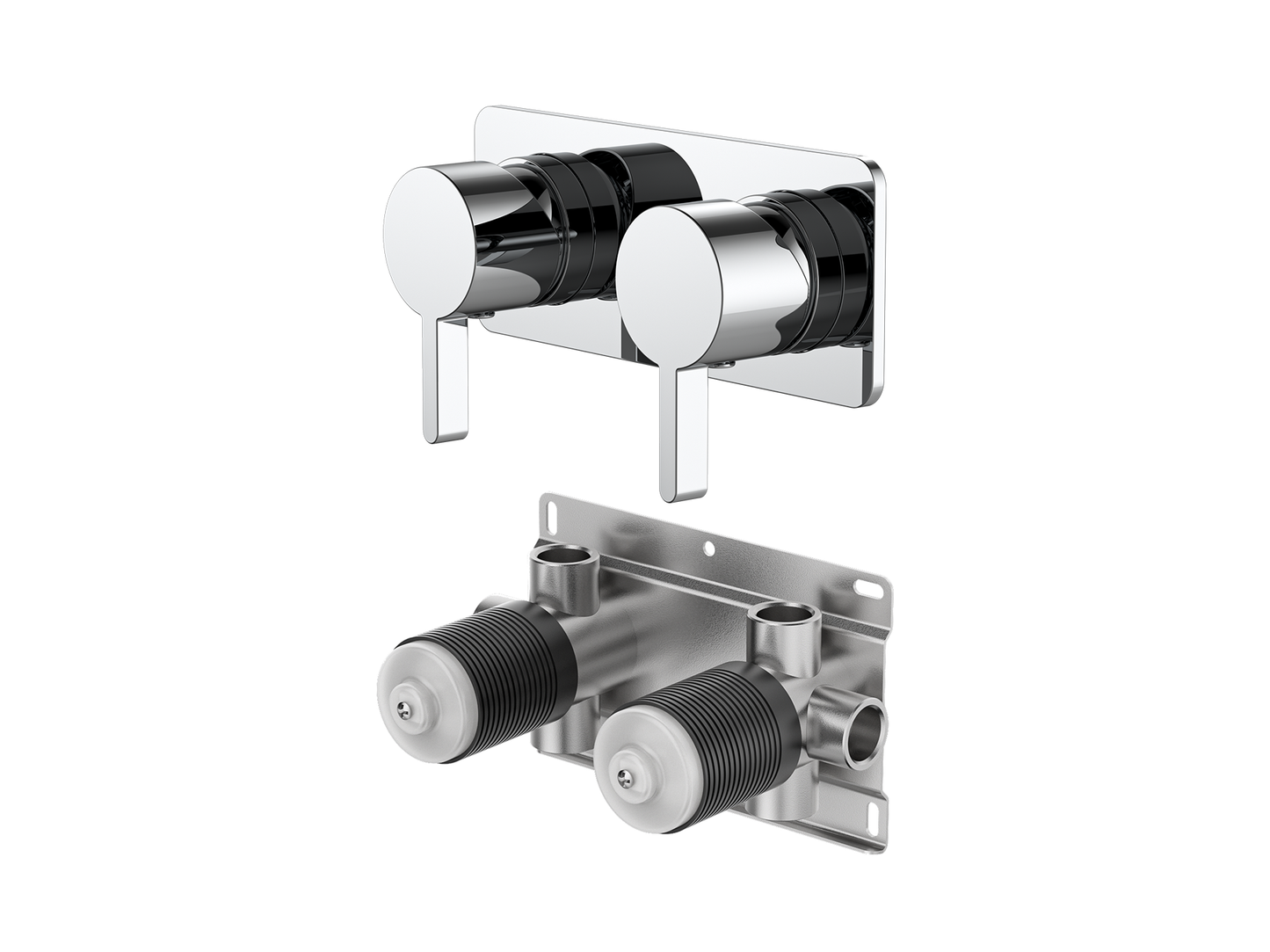 Lotus Twin Shower/Bath Mixer Square Plate