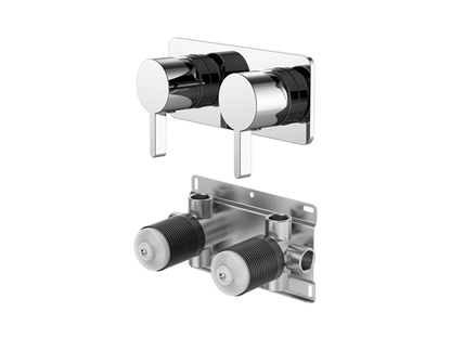 Lotus Twin Shower/Bath Mixer Square Plate