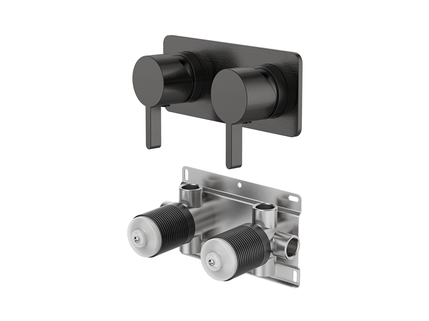 Lotus Twin Shower/Bath Mixer Square Plate
