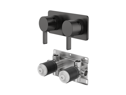 Lotus Twin Shower/Bath Mixer Square Plate