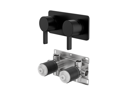 Lotus Twin Shower/Bath Mixer Square Plate