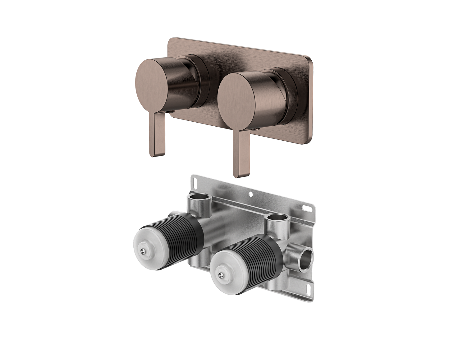 Lotus Twin Shower/Bath Mixer Square Plate