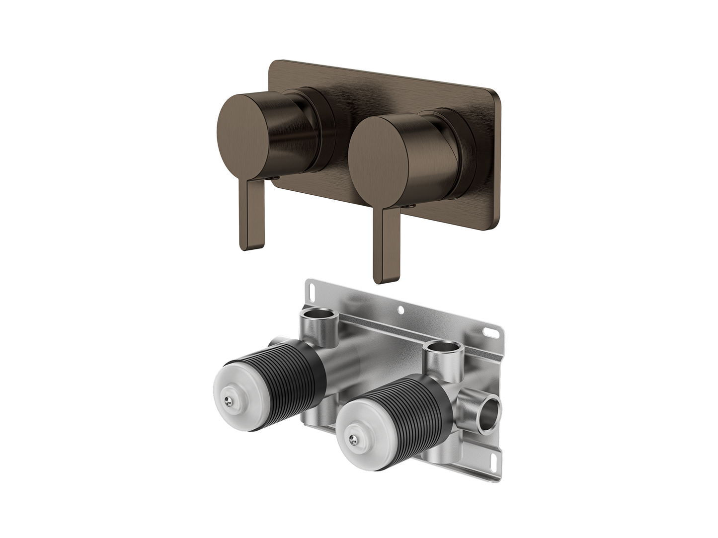 Lotus Twin Shower/Bath Mixer Square Plate