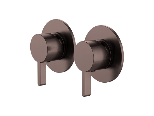 Lotus Twin Shower/Bath Mixer Separate Plates Antique Copper