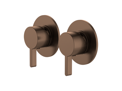 Lotus Twin Shower/Bath Mixer Separate Plates Brushed Copper