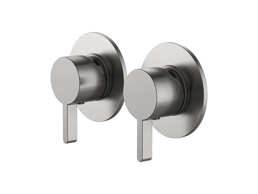Lotus Twin Shower/Bath Mixer Separate Plates Brushed Nickel