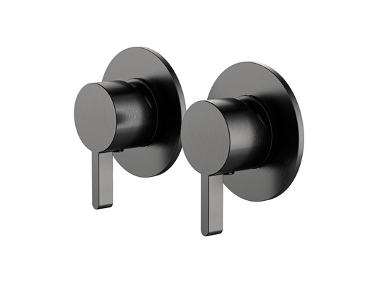 Lotus Twin Shower/Bath Mixer Separate Plates Gun Metal