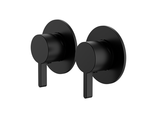 Lotus Twin Shower/Bath Mixer Separate Plates Matte Black