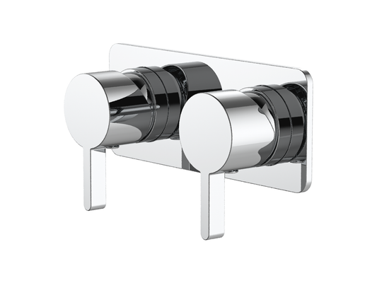 Lotus Twin Shower/Bath Mixer Square Plate Chrome