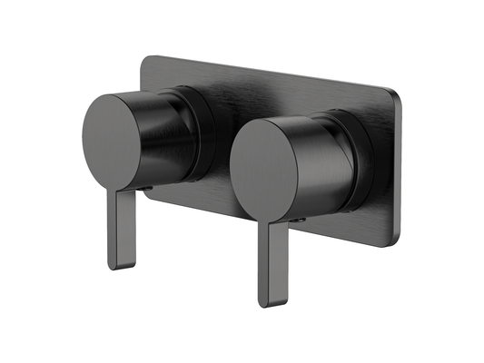 Lotus Twin Shower/Bath Mixer Square Plate Gun Metal