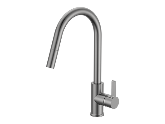 Lotus Gooseneck Pullout Sink Mixer Brushed Nickel