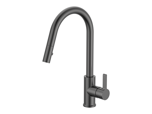 Lotus Gooseneck Pullout Sink Mixer with Vegie Spray Gun Metal