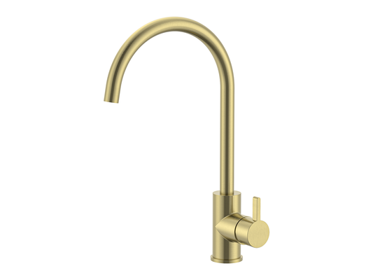 Lotus Gooseneck Sink Mixer Brushed Gold