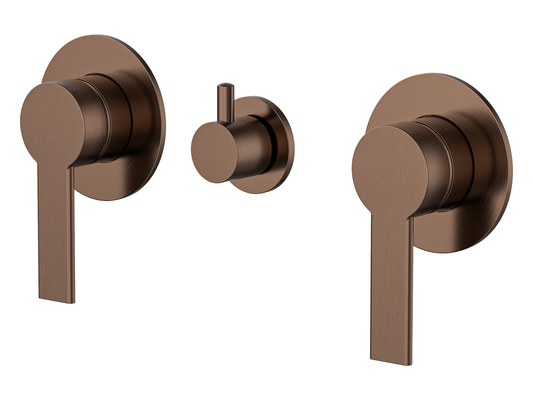 Lilly Pilly Twin Shower / Bath Mixer with Centre Diverter Brushed Copper
