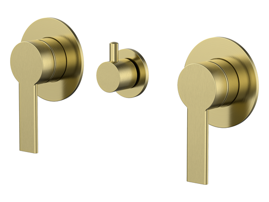Lilly Pilly Twin Shower / Bath Mixer with Centre Diverter Brushed Gold