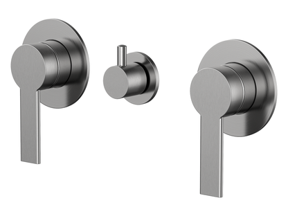 Lilly Pilly Twin Shower / Bath Mixer with Centre Diverter Brushed Nickel