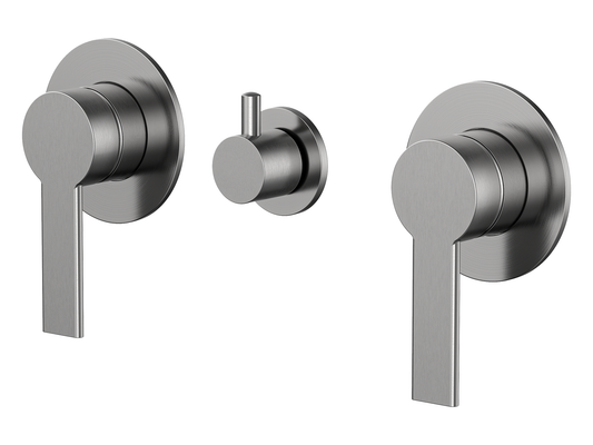 Lilly Pilly Twin Shower / Bath Mixer with Centre Diverter Brushed Nickel