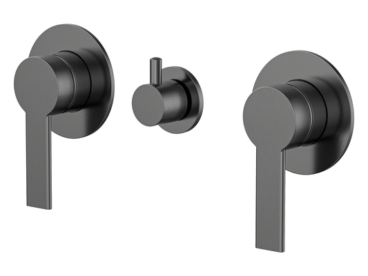Lilly Pilly Twin Shower / Bath Mixer with Centre Diverter Gun Metal