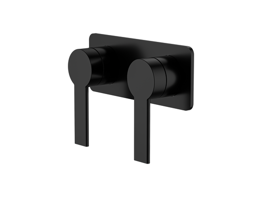 Lilly Pilly Twin Shower/Bath Mixer Square Plate Matte Black