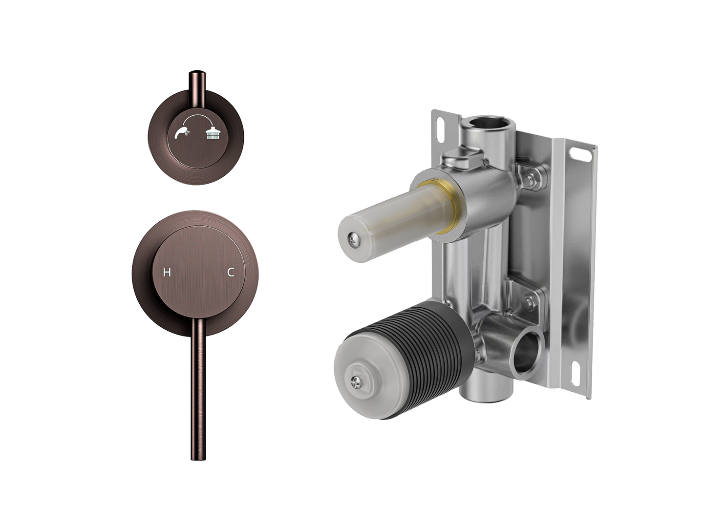 Maple Wall Diverter Shower/Bath Mixer Separate Plates