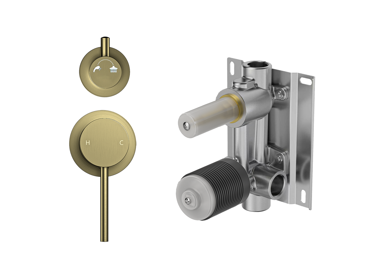 Maple Wall Diverter Shower/Bath Mixer Separate Plates