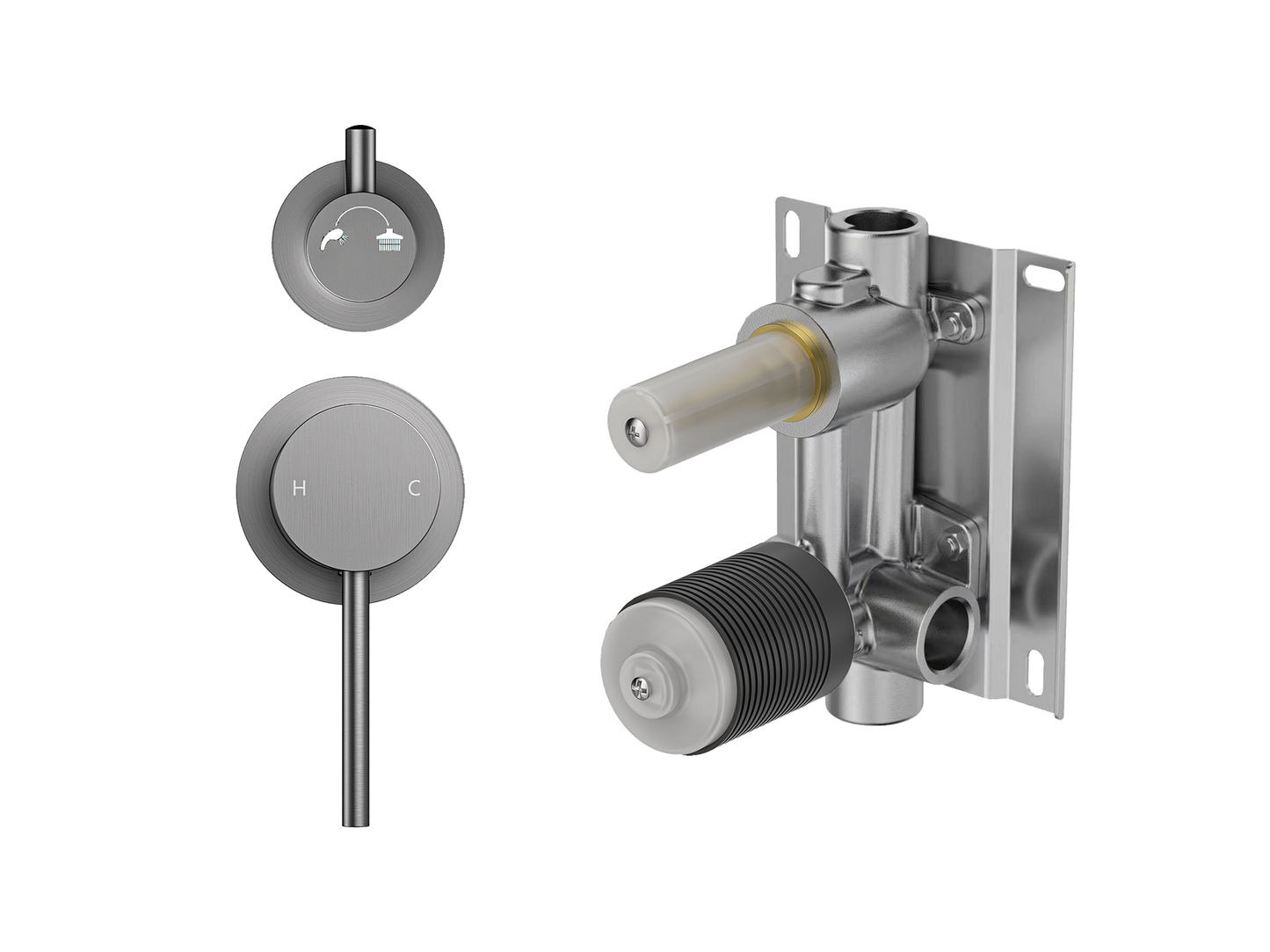 Maple Wall Diverter Shower/Bath Mixer Separate Plates