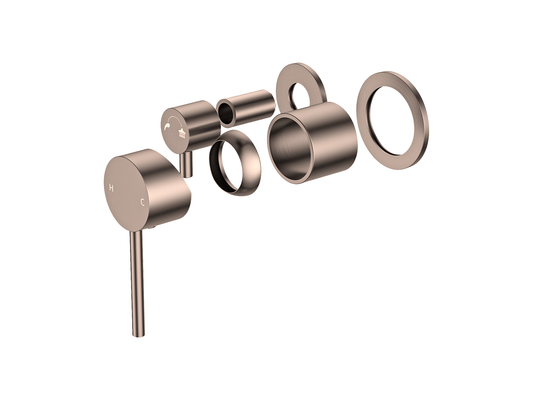 Maple Horizontal Wall Diverter Shower/Bath Mixer Separate Plates Rosé