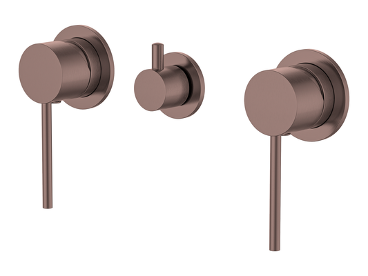 Maple Twin Shower / Bath Mixer with Centre Diverter Antique Copper