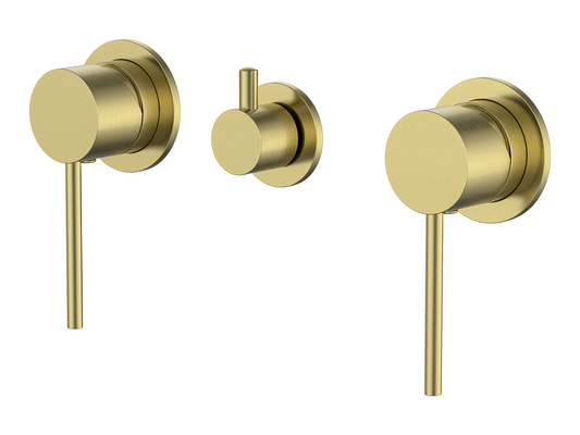 Maple Twin Shower / Bath Mixer with Centre Diverter Brushed Gold
