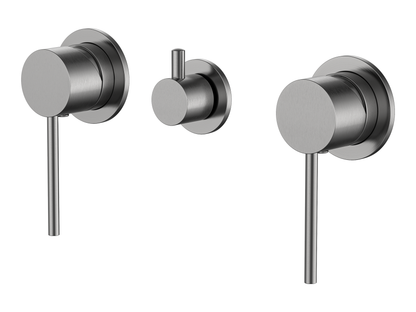Maple Twin Shower / Bath Mixer with Centre Diverter Brushed Nickel