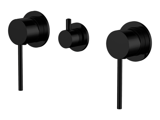 Maple Twin Shower / Bath Mixer with Centre Diverter Matte Black