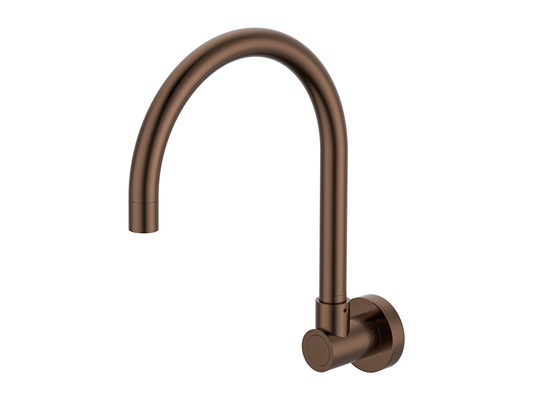 Maple Gooseneck Swivel Wall Spout Brushed Copper