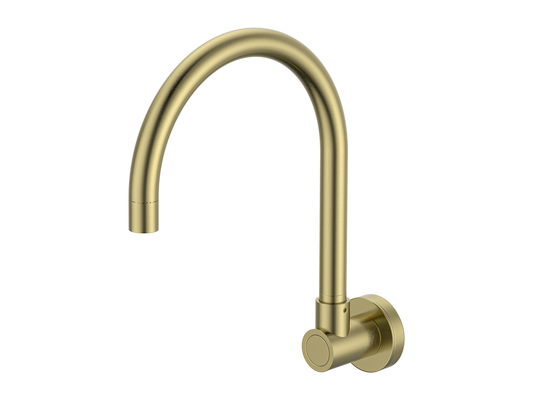 Maple Gooseneck Swivel Wall Spout Brushed Gold